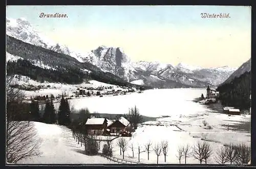 AK Grundlsee / Salzkammergut, Ortsansicht im Winter