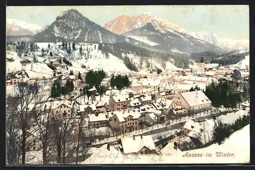 AK Aussee, Winterbild des Ortes