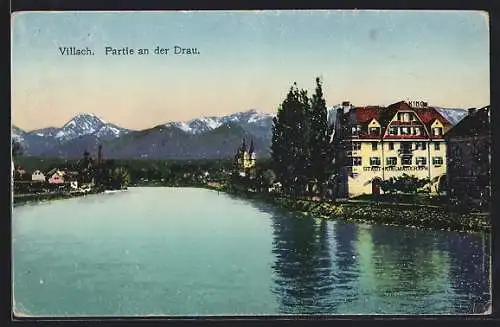 AK Villach, Partie an der Drau