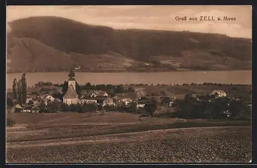 AK Zell a. Moos, Ortsansicht mit Umgebung aus der Vogelschau