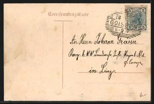 AK Goisern, Ortsansicht mit Wäldern und Bergen