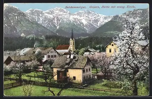 AK Goisern /Salzkammergut, Partie mit evangelischer Kirche