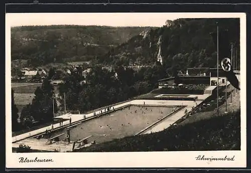AK Blaubeuren, Badende im Freibad, 