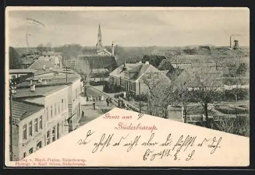 AK Süderbrarup, Blick über die Dächer mit Kirche