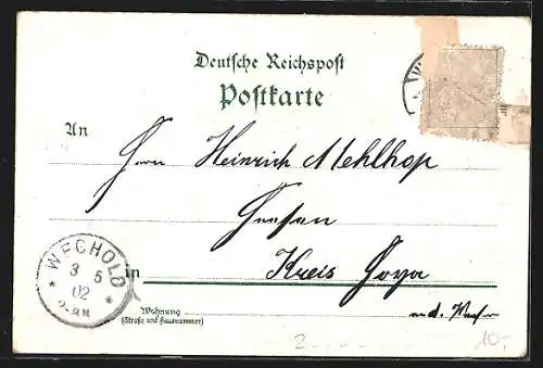 Lithographie Hamburg-Altona, Central-Bahnhof, Postgebäude