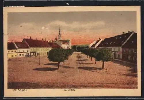 AK Feldbach, Hauptplatz mit Kirche