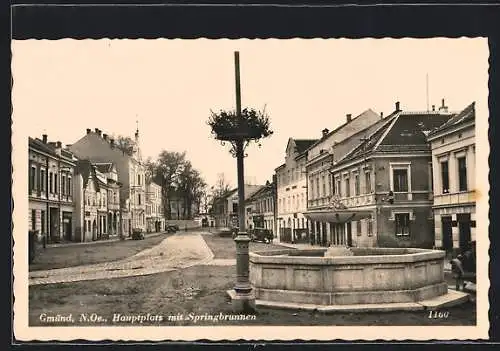 AK Gmünd /N.-Oe., Hauptplatz mit Springbrunnen