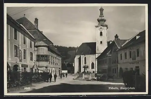 AK Ybbsitz, Hauptplatz mit Kirche