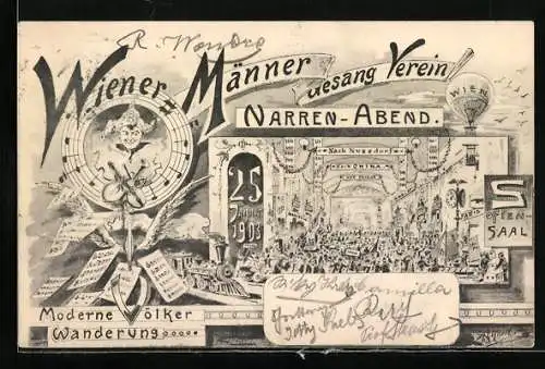 Lithographie Wien, Narren-Abend des Männergesangverein 1903