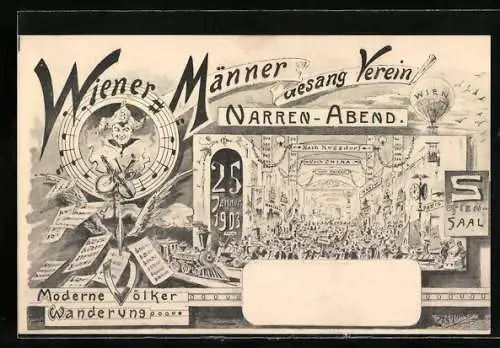 Lithographie Wien, Narren-Abend des Männergesangverein 1903