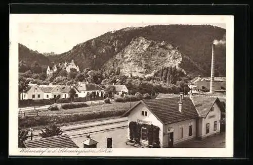 AK Winzendorf a.d. Schneebergbahn, Panorama mit Bahnhof