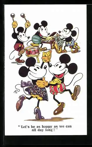Künstler-AK Mickey und Mini Mouse tanzen gemeinsam