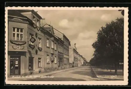 AK Gmünd /N.-Oe., Blick in die strasse am frühen Morgen