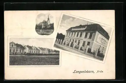 AK Tulln an der Donau, Langenlebarn, Einkehr-Gasthof von Adolf Swoboda, Kirche