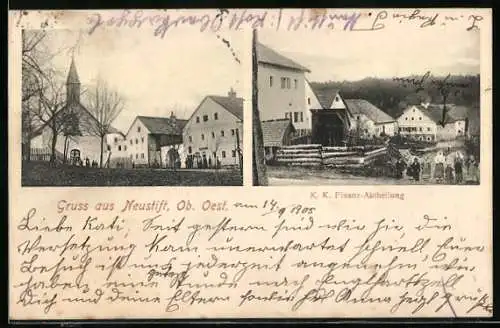 AK Neustift im Mühlkreis, K. k. Finanz-Abteilung, Ortspartie mit Kirche