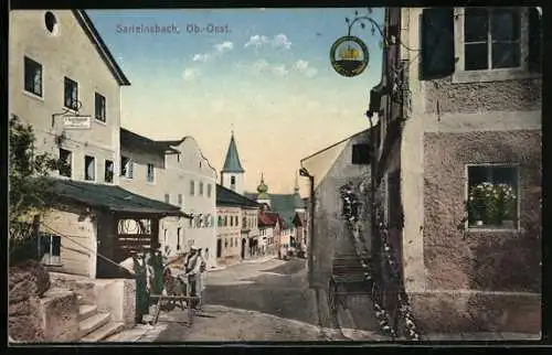 AK Sarleinsbach /Ob.-Oest., Strassenpartie mit Gasthaus
