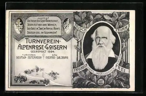 AK Goisern /Ob. Öst., Turnverein Alpenrose, Friedrich Ludwig Jahn