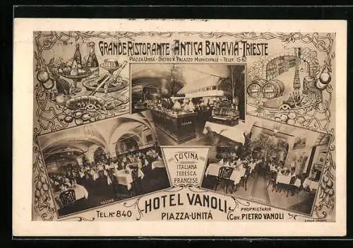 AK Trieste, Grande Ristorante Antica Bonavia, Hotel Vanoli, Piazza Unita