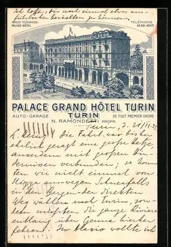 Lithographie Turin, Palace Grand Hotel Turin