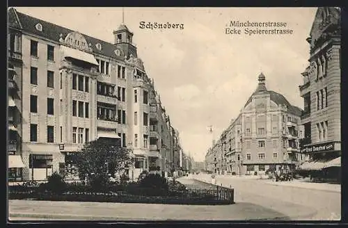 AK Berlin-Schöneberg, Münchnerstrasse Ecke Speierstrasse, Geschäft von Ernst Damerow