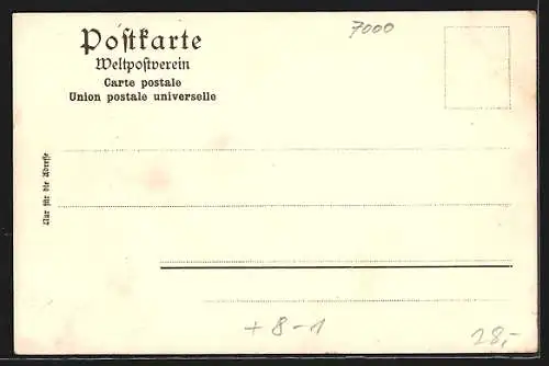 Lithographie Stuttgart, VII. Generalversammlung d. deutschen Braumeister & Malzmeister-Bundes 1903, Stadtansicht