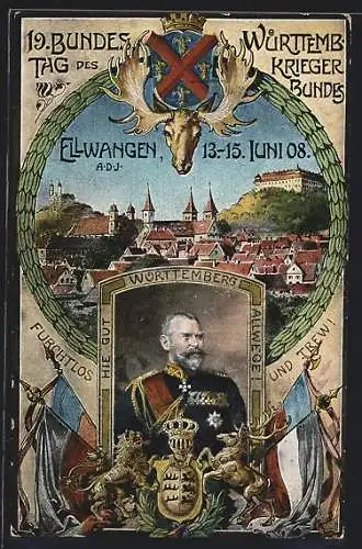 AK Ellwangen, 19. Bundestag des Württemb.-Krieger-Bundes 1908, Wappen