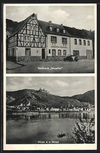 AK Alken a. d. Mosel, Gasthaus Moseltal und Flusspartie