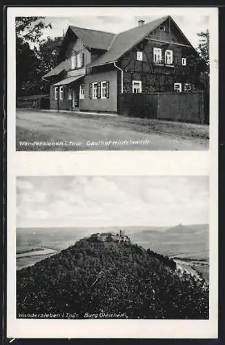 AK Wandersleben i. Thür., Gasthof Hildebrandt, Burg Gleichen