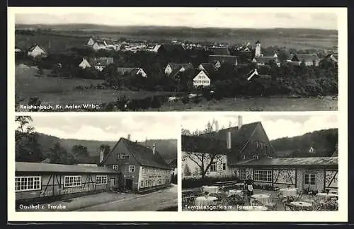 AK Reichenbach /Aalen, Gasthof zur Traube A. Gabriel, mit Terrassengarten und Tanzdiele, Gesamtansicht
