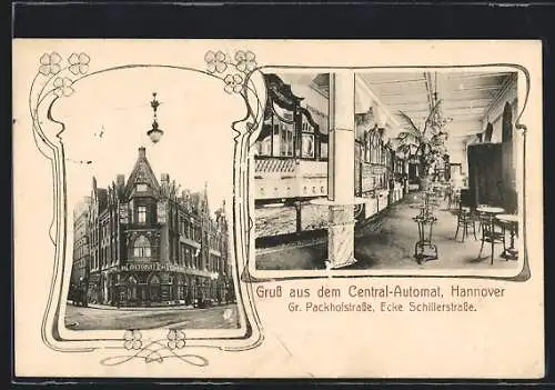 AK Hannover, Gaststätte Central-Automat, Gr. Packhofstrasse, mit Innenansicht