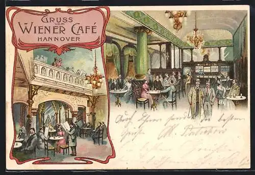 Lithographie Hannover, Wiener Cafe, Innenansichten