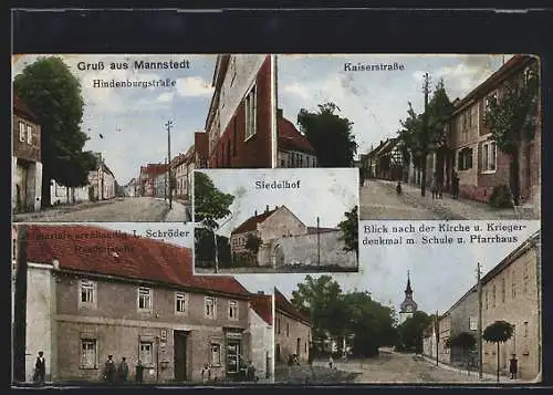 AK Mannstedt, Handlung L. Schröder, Hindenburgstrasse, Kaiserstrasse