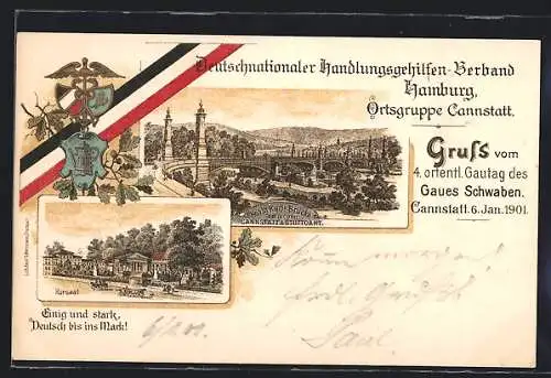 Lithographie Cannstatt, 4. Gautag des Deutschnationalen Handlungsgehilfen-Verbandes 6.1.1901, Kursaal