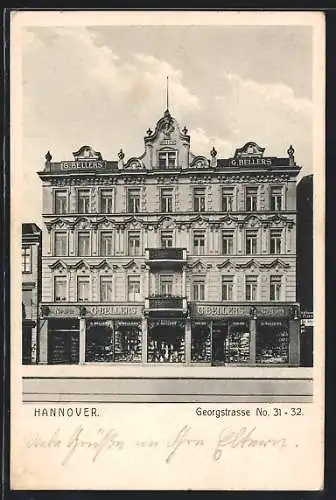 AK Hannover, Geschäft G. Bellers, Georgstrasse 31-32