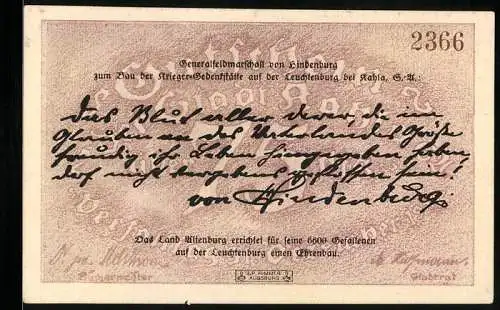 Notgeld Kahla /SA, 75 Pfennig, Fliegeraufnahme der Leuchtenburg