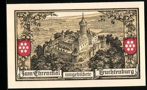 Notgeld Kahla /SA 1921, 50 Pfennig, Zum Ehrenmal umgebildete Leuchtenburg