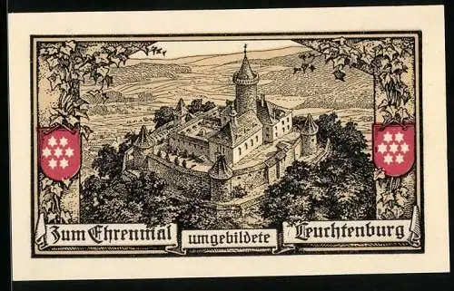 Notgeld Kahla /S. A. 1921, 50 Pfennig, Zum Ehrenmal umgebildete Leuchtenburg