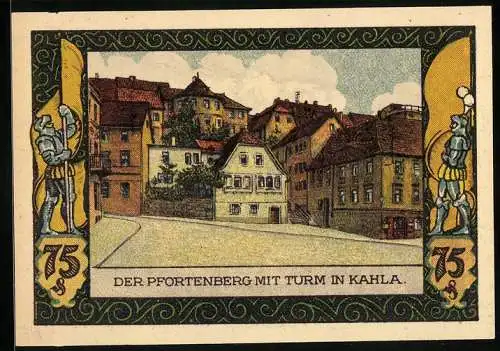 Notgeld Kahla /S. A. 1922, 75 Pfennig, Pfortenberg mit Turm