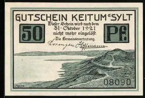 Notgeld Keitum a. Sylt 1921, 50 Pfennig, Reetdachhaus