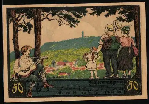 Notgeld Jena 1921, 50 Pfennig, Fuchsturm