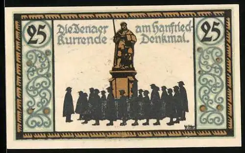 Notgeld Jena 1921, 25 Pfennig, Hanfried-Kurrende Denkmal