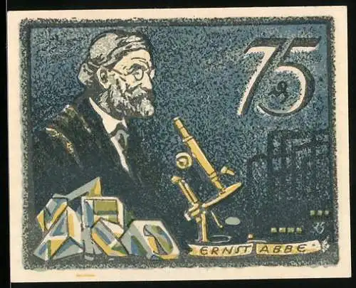 Notgeld Jena 1921, 75 Pfennig, Ernst Abbe