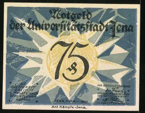 Notgeld Jena 1921, 75 Pfennig, Ernst Abbe