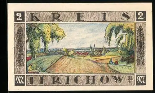 Notgeld Jerichow 1922, 2 Mark, Ortsansicht