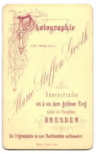 Fotografie Marie Steffen-Groth, Dresden, Annenstrasse, Elegante Dame mit Zopffrisur und Spitzenkragen