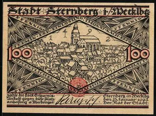 Notgeld Sternberg i. Meckl. 1922, 100 Pfennig, Priester Peter Däne verkauft Juden geweihte Hostien