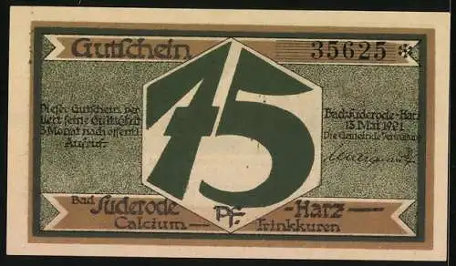 Notgeld Bad Suderode /Harz 1921, 75 Pfennig, Quellennymphe im Wald