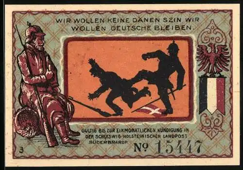 Notgeld Süderbrarup, 50 Pfennig, Doppel-Posten Nübel-Mühle