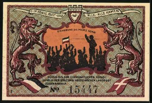 Notgeld Süderbrarup, 50 Pfennig, Markt Kiel 1848, Erhebung März 1848
