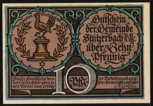 Notgeld Stützerbach 1921, 10 Pfennig, Glasbläser bei der Arbeit